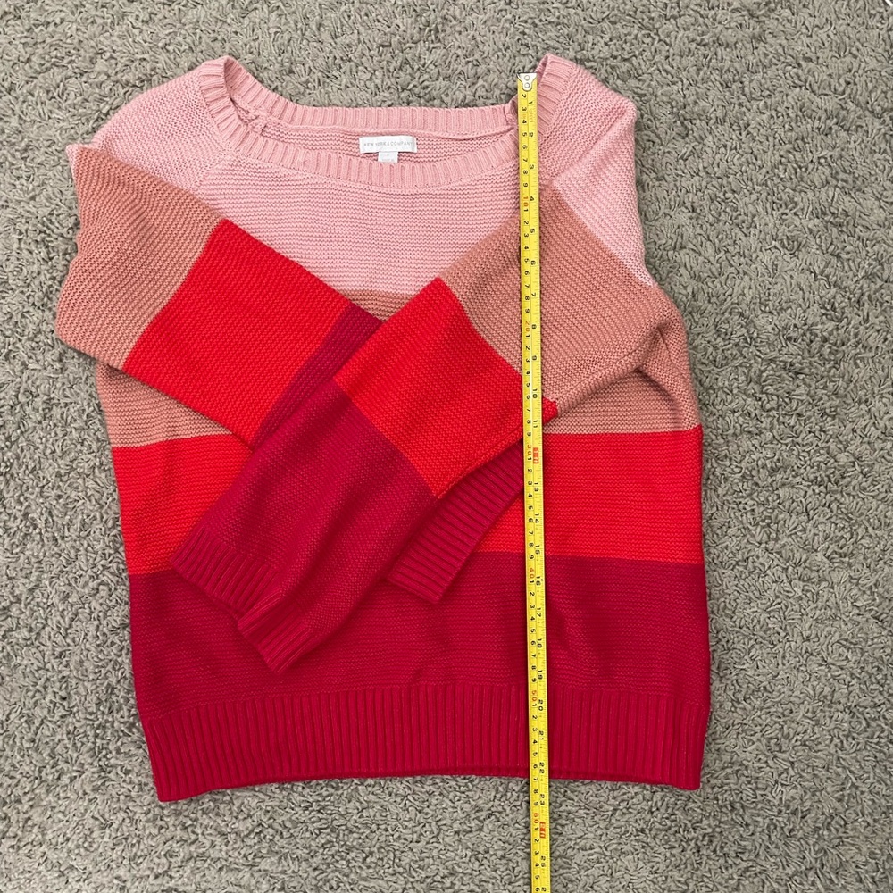 New York & Company Pink and Red Striped Sweater- Large - Picture 4 of 13